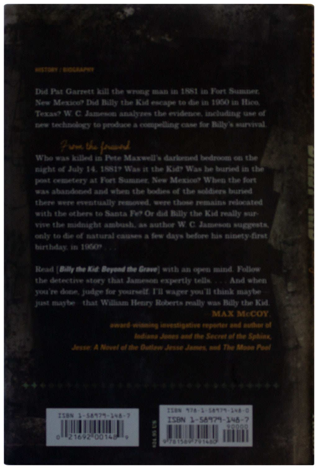 BILLY THE KID Beyond The Grave WC JAMESON SIGNED 1ST EDITION True Crime Hardback