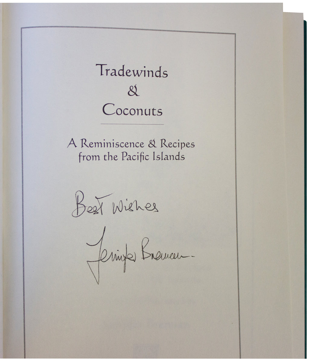 TRADEWINDS & COCONUTS Jennifer Brennan SIGNED 1ST EDITION Oceania Cookbook Y2K