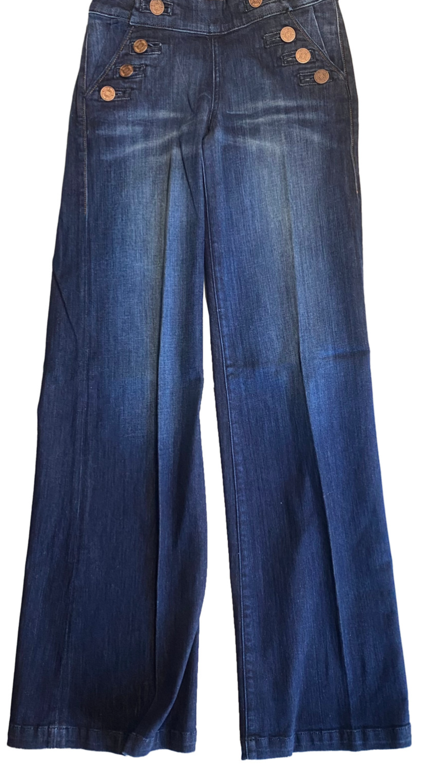 RONAN Audrey JEANS Womens 27 Sailor Wide Leg Made In USA Y2K Indigo Denim NWOT !