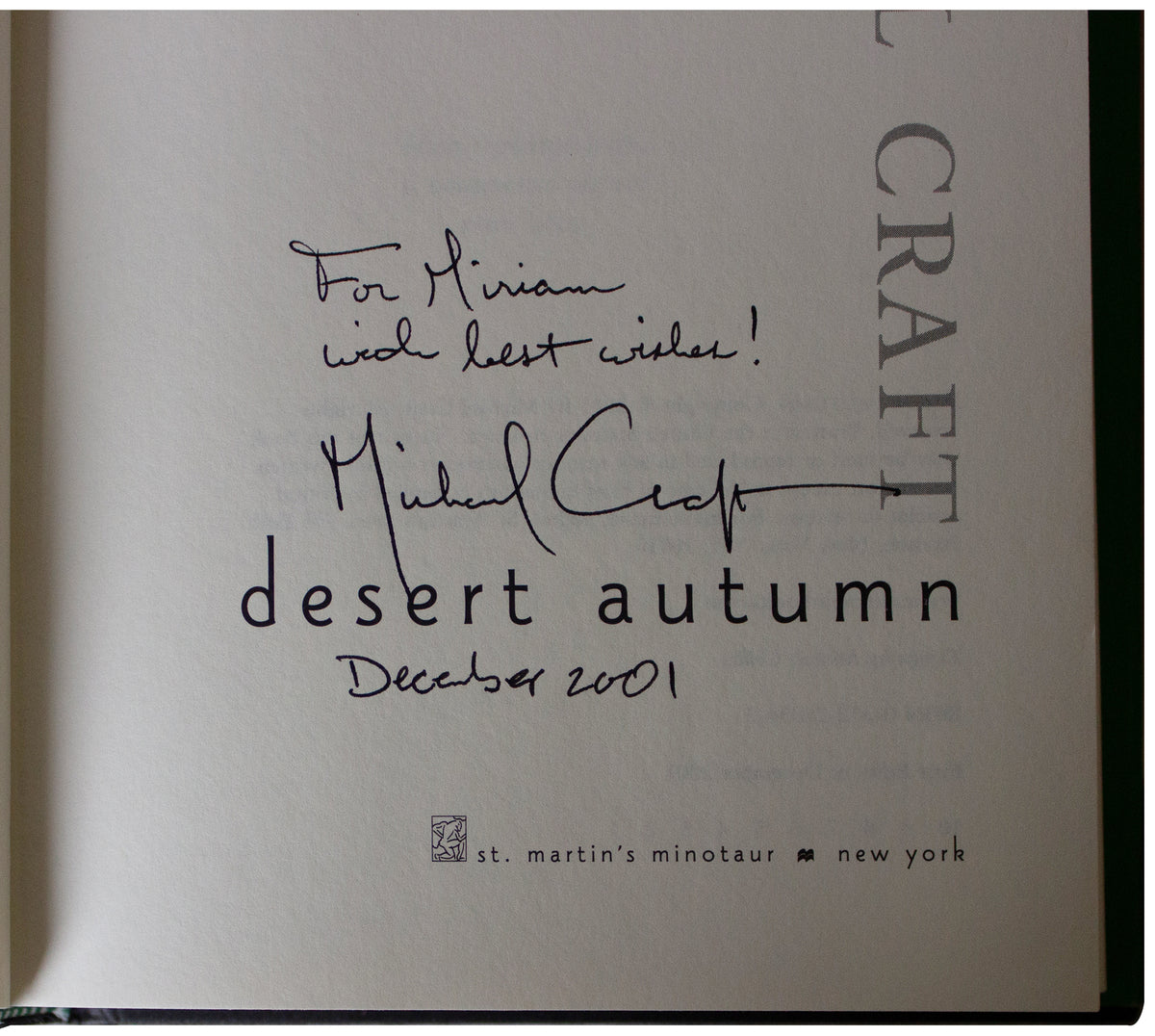 MICHAEL CRAFT SIGNED Desert Autumn 1ST EDITION Hardback Palm Springs Sleuth 2001
