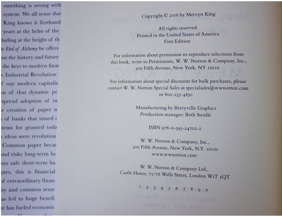 MERVYN KING SIGNED End Of Alchemy 1ST EDITION HC Ex- Bank Of England Governor