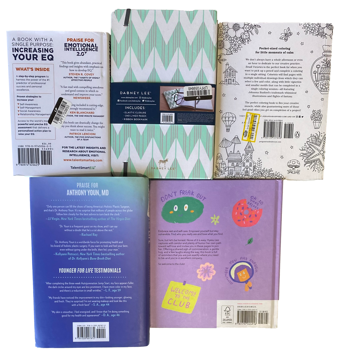 LOT Of 5 SELF CARE BOOKS Mental Health Emotional Intelligence Younger For Life