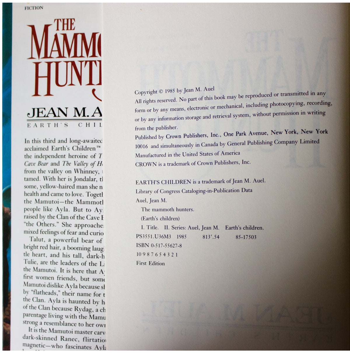 JEAN M. AUEL Mammoth Hunters SIGNED 1ST EDITION Earth's Children Saga 1985 HC