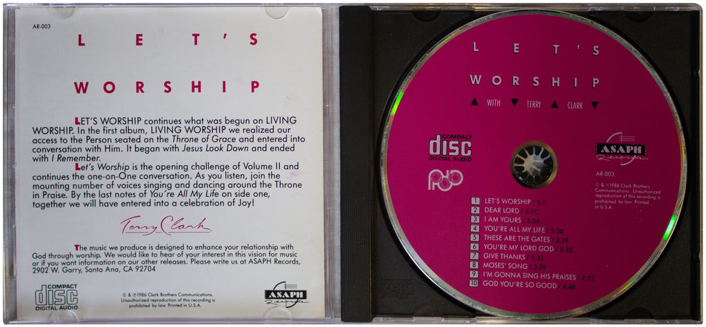 TERRY CLARK SIGNED Let's Worship CD OOP 1986 Christian Music Xian CCM Autograph