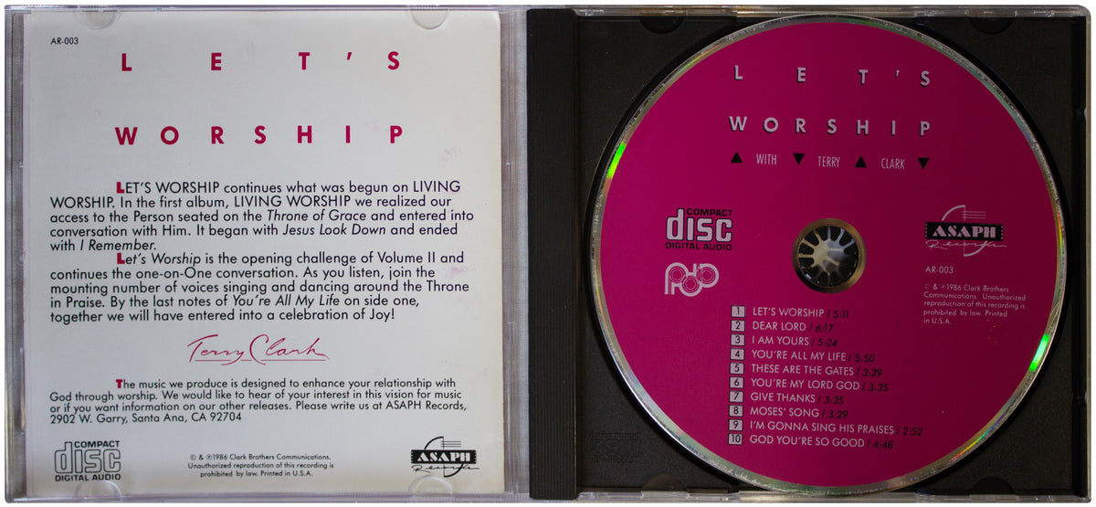 TERRY CLARK SIGNED Let's Worship CD OOP 1986 Christian Music Xian CCM Autograph