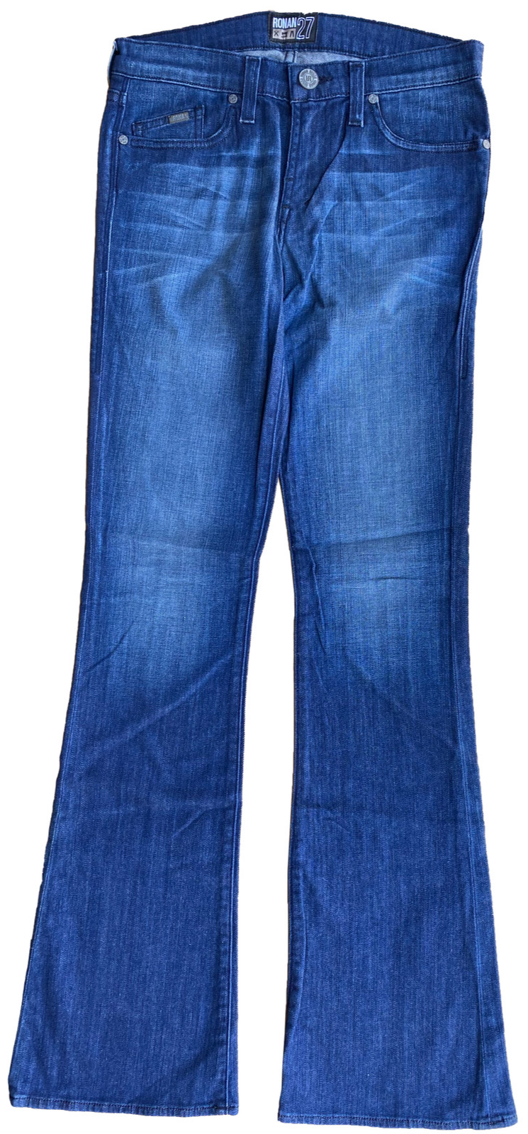 RONAN Isabella FLARE JEANS Women's 27  WIDE LEG Blue Denim MADE IN USA VTG 2011