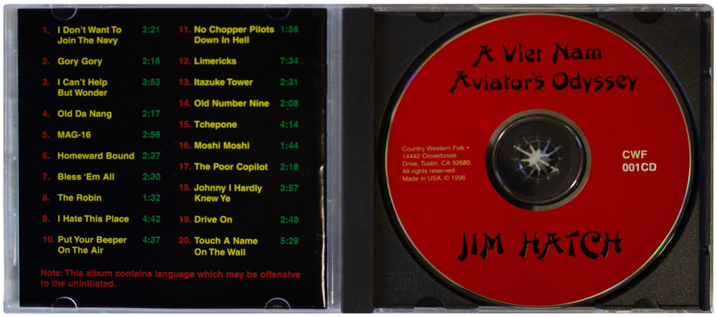 JIM HATCH Vietnam Aviator's Odyssey CD 1996 RARE War Theme Country Folk By Pilot