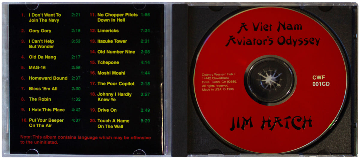 JIM HATCH Vietnam Aviator's Odyssey CD 1996 RARE War Theme Country Folk By Pilot