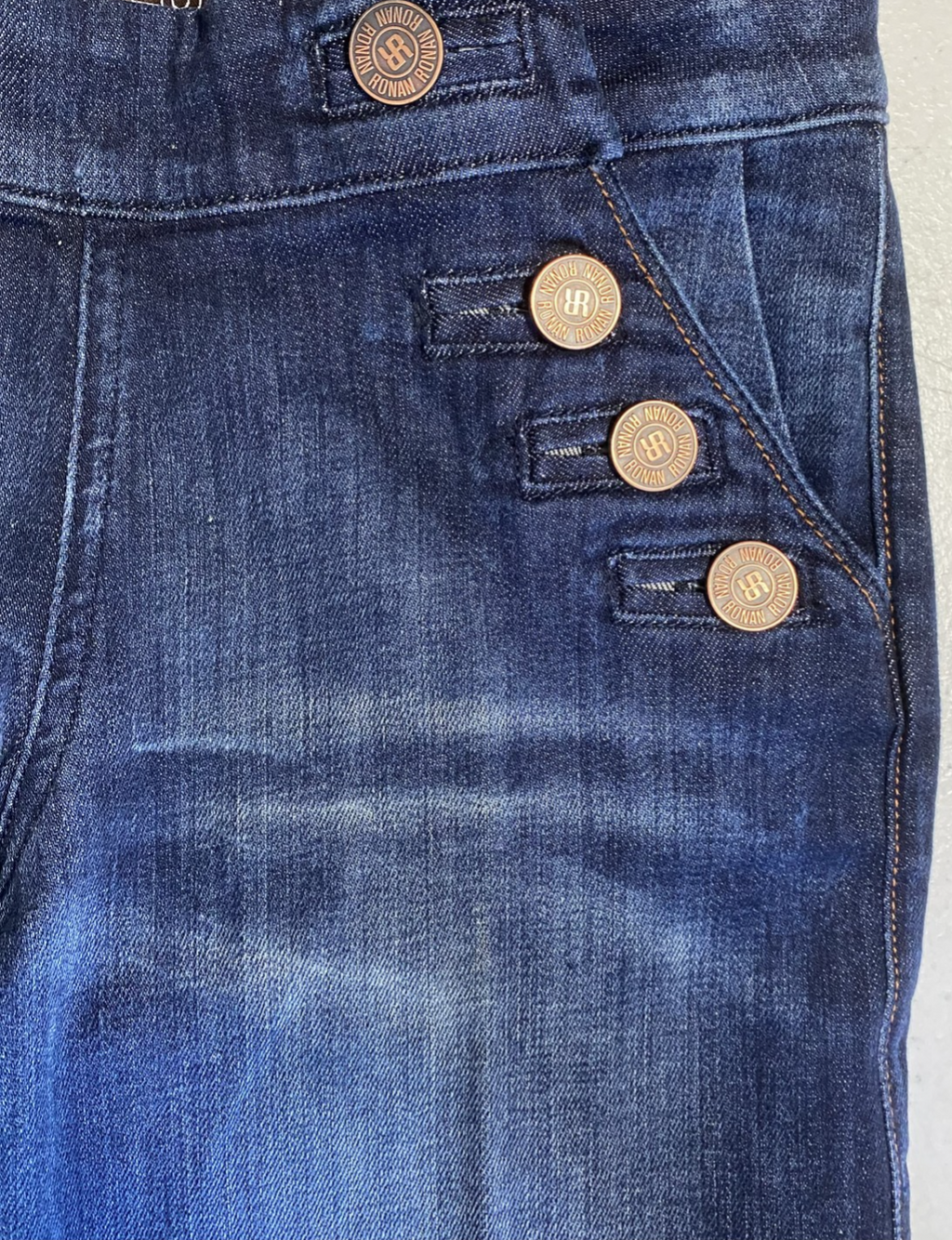 RONAN Audrey JEANS Womens 27 Sailor Wide Leg Made In USA Y2K Indigo Denim NWOT !