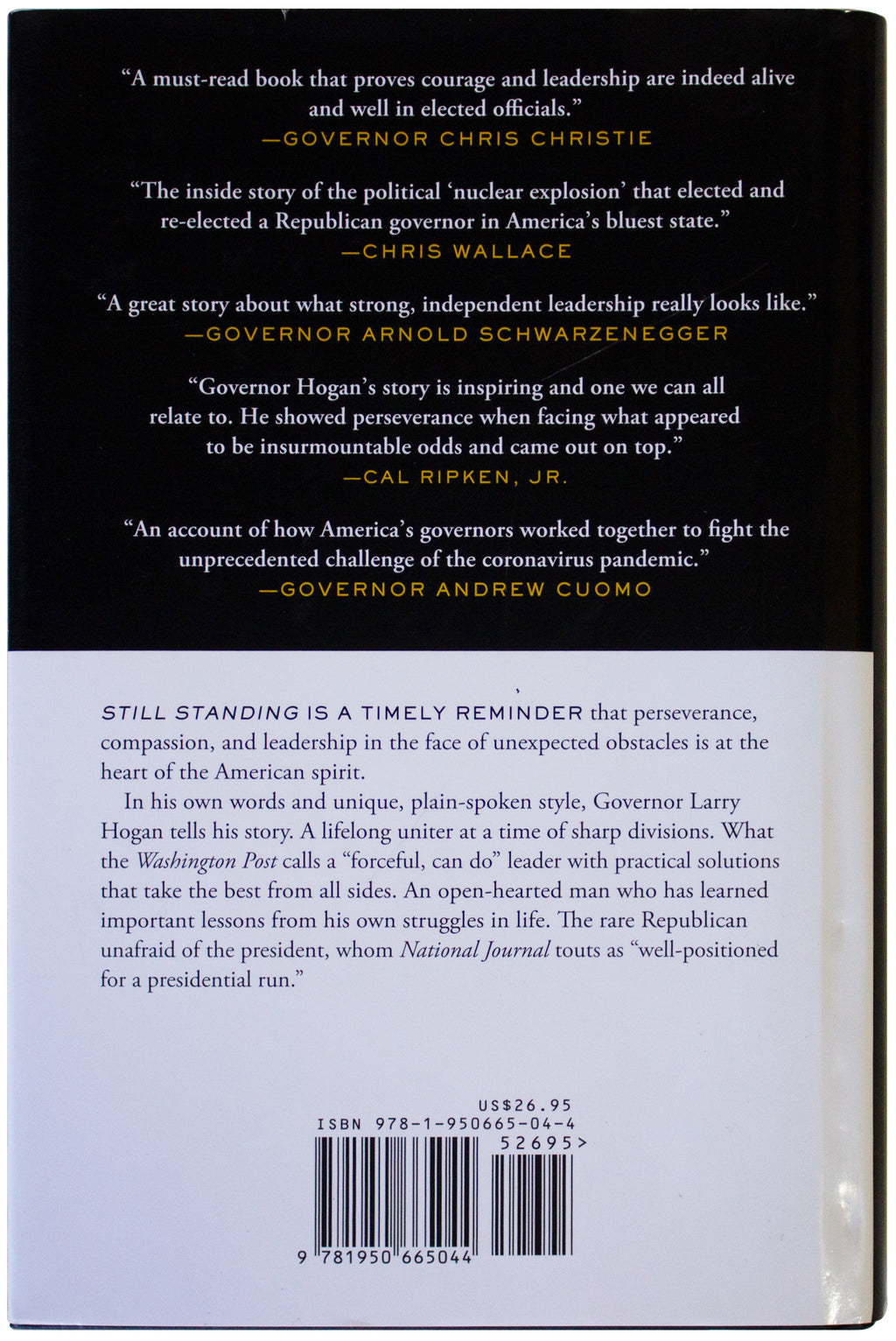 LARRY HOGAN SIGNED Still Standing 1ST EDITION HARDCOVER Maryland MD Governor HC