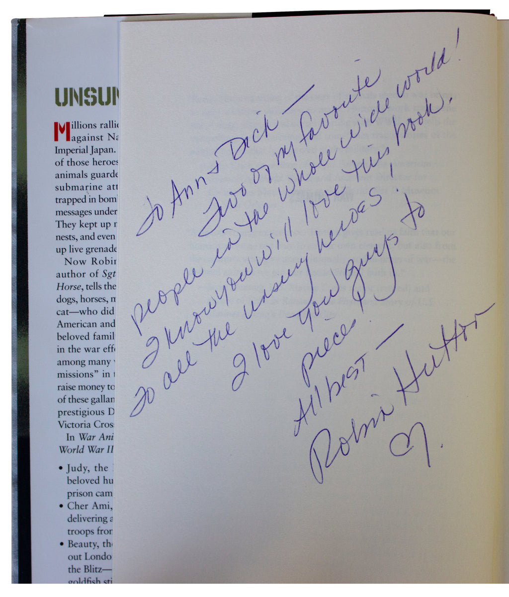 WAR ANIMALS Robin Hutton SIGNED 1ST EDITION Hardcover WWII History Military HC