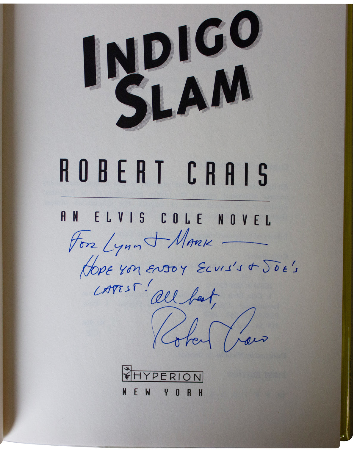 ROBERT CRAIS SIGNED Indigo Slam 1ST EDITION Hardcover 1997 Elvis Cole PI Mystery