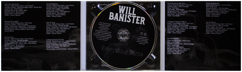 WILL BANISTER SIGNED Everything Burns CD New Mexico NM Country Singer AUTOGRAPH