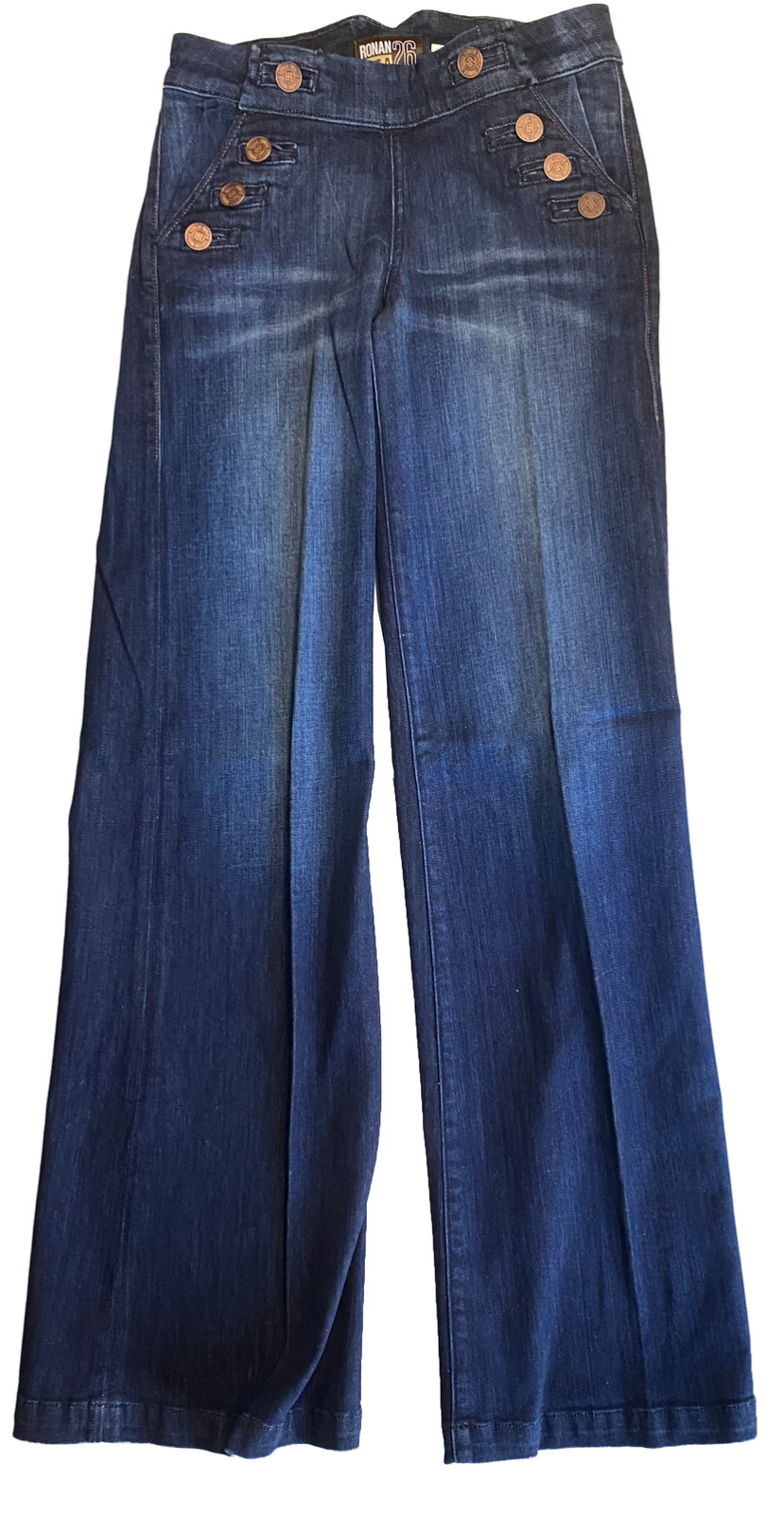 RONAN Audrey JEANS Womens 26 Sailor Wide Leg Made In USA Y2K Indigo Denim NWOT !