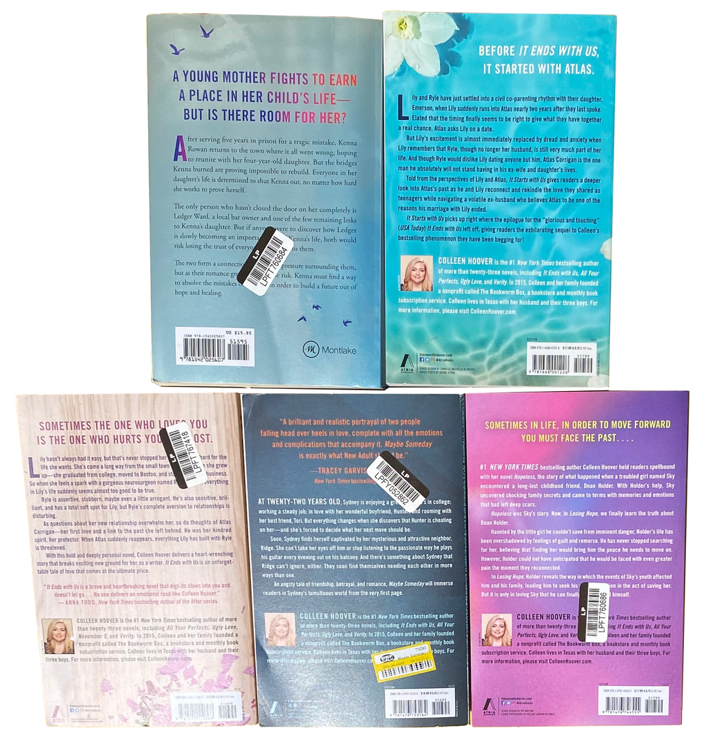COLLEEN HOOVER BOOK LOT 5 Novels PAPERBACK It Ends With Us / Starts With Us Etc.