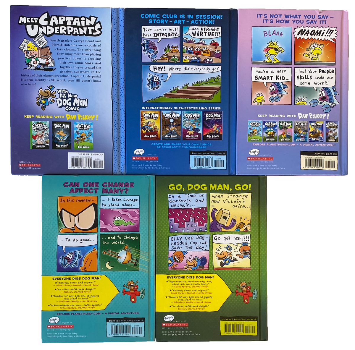 DAV PILKEY BOOK LOT Of 5 Dog Man Cat Kid Captain Underpants UNREAD HARDCOVERS !