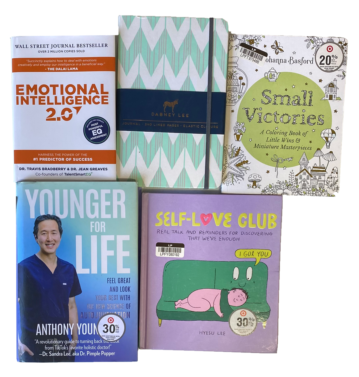 LOT Of 5 SELF CARE BOOKS Mental Health Emotional Intelligence Younger For Life
