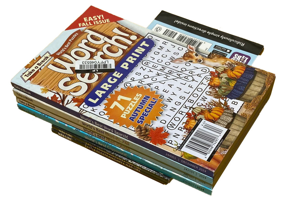 BRAIN GAME 6 BOOK LOT Word Search Crossword Puzzle Mad Libs Fun Mind Activities