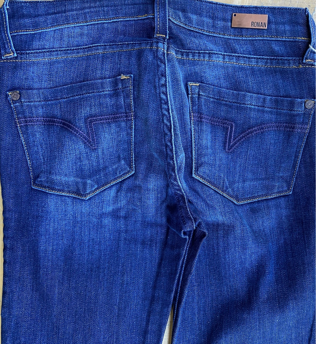 RONAN Emma BABY BOOTCUT JEANS 26" Waist Dark Wash Indigo Denim Flare VTG 2011 !!