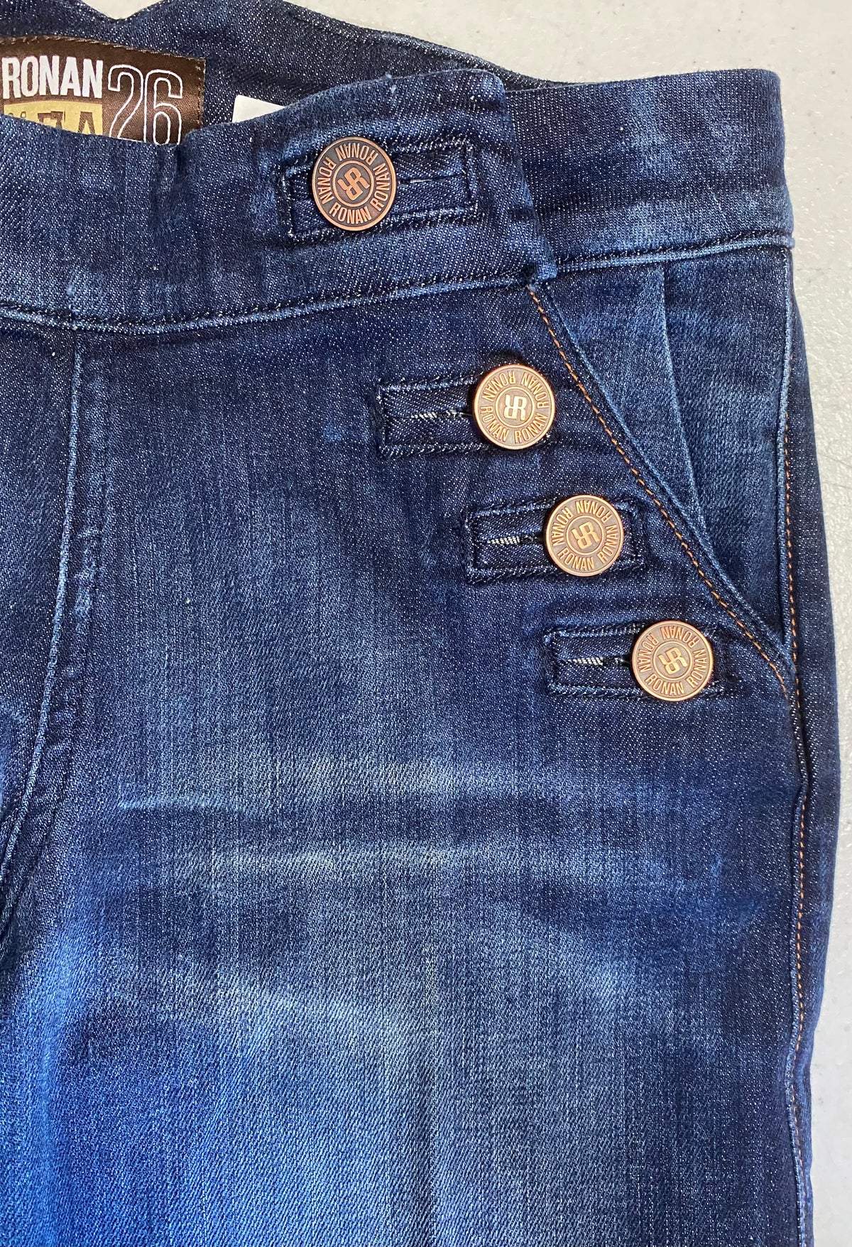 RONAN Audrey JEANS Womens 26 Sailor Wide Leg Made In USA Y2K Indigo Denim NWOT !