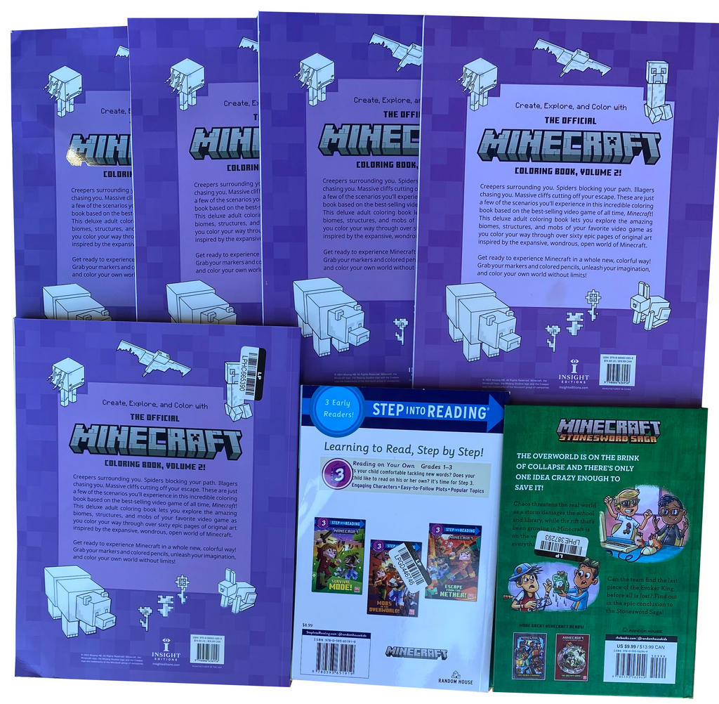 MINECRAFT BOOK LOT Of 7 Coloring & Early Readers OFFICIAL Unread & Unused TARGET