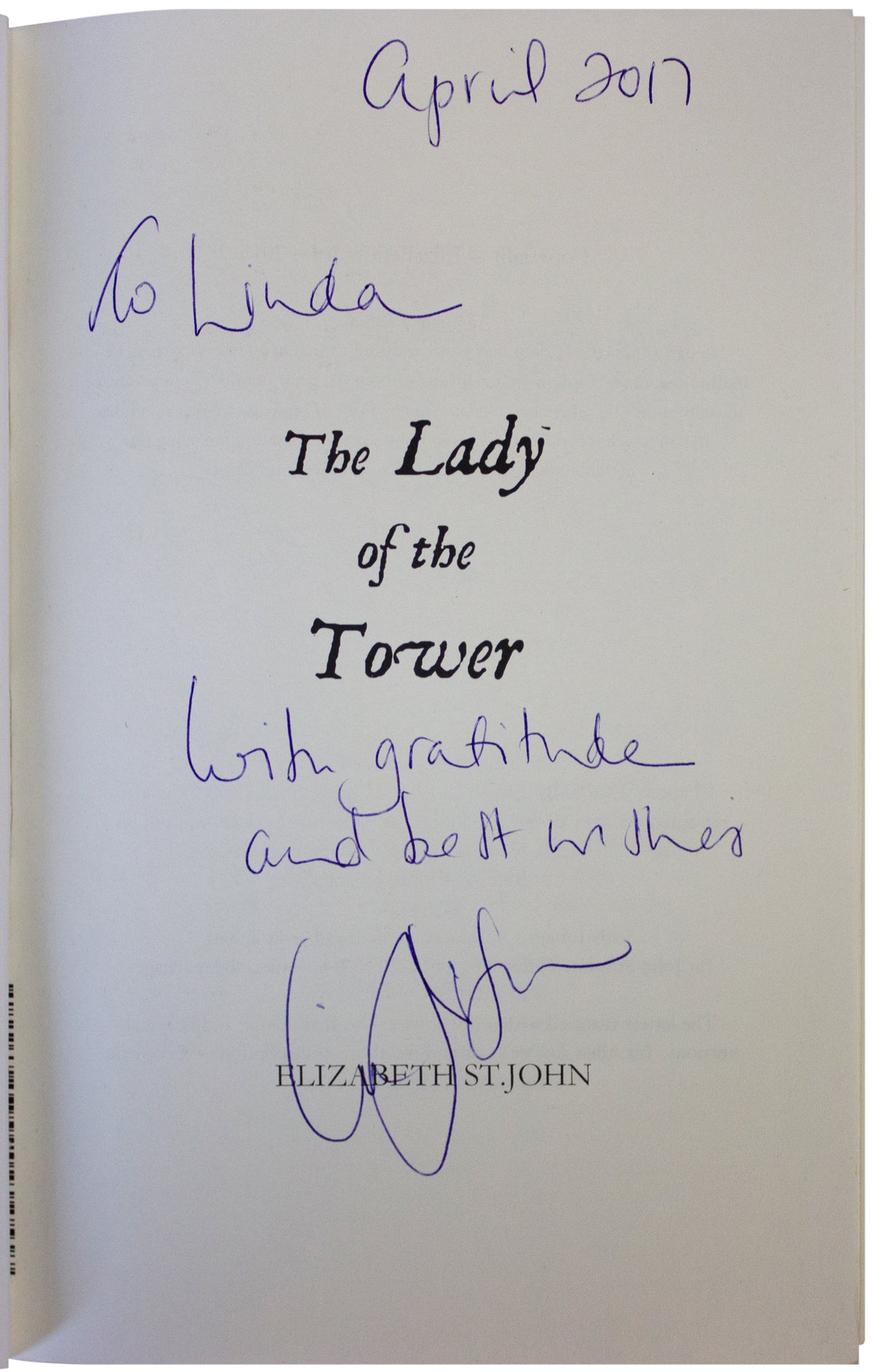 ELIZABETH ST. JOHN SIGNED 1ST EDITION Lady Of The Tower BOOK Historical Fiction