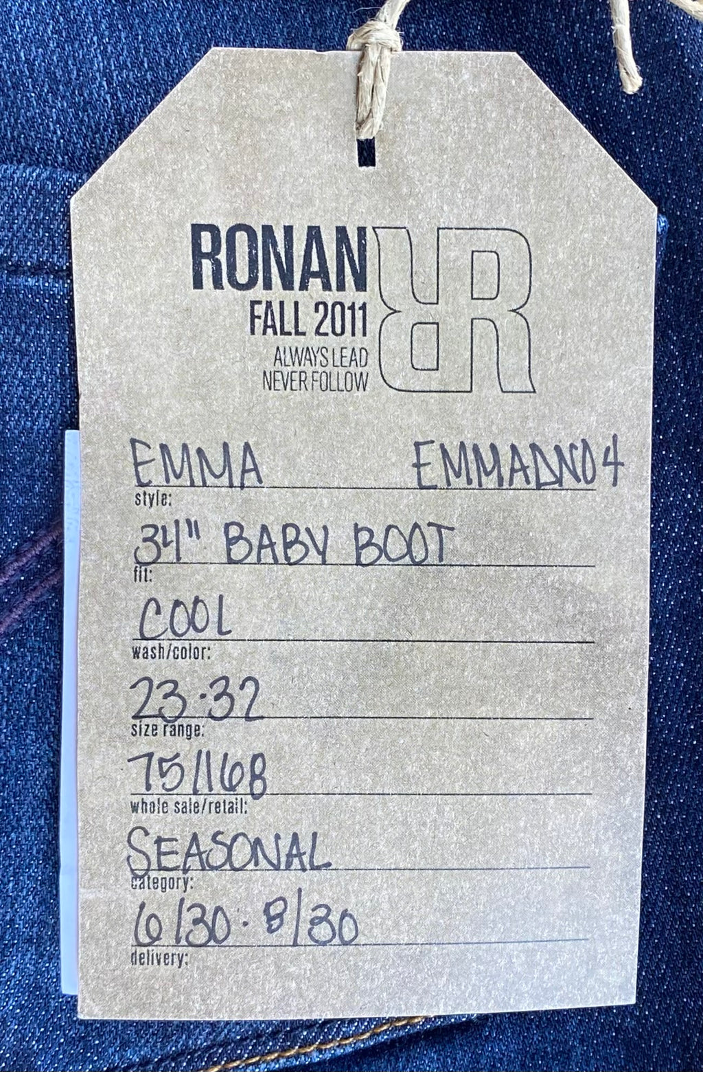 RONAN Emma BABY BOOTCUT JEANS 26" Waist Dark Wash Indigo Denim Flare VTG 2011 !!