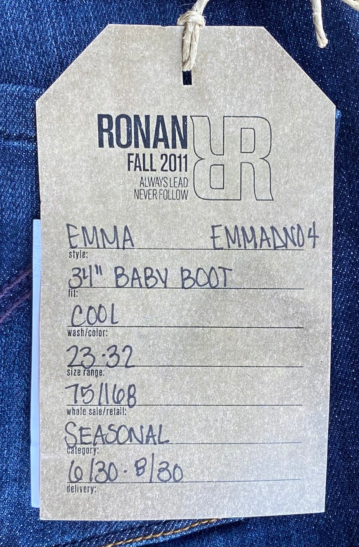 RONAN Emma BABY BOOTCUT JEANS 26" Waist Dark Wash Indigo Denim Flare VTG 2011 !!