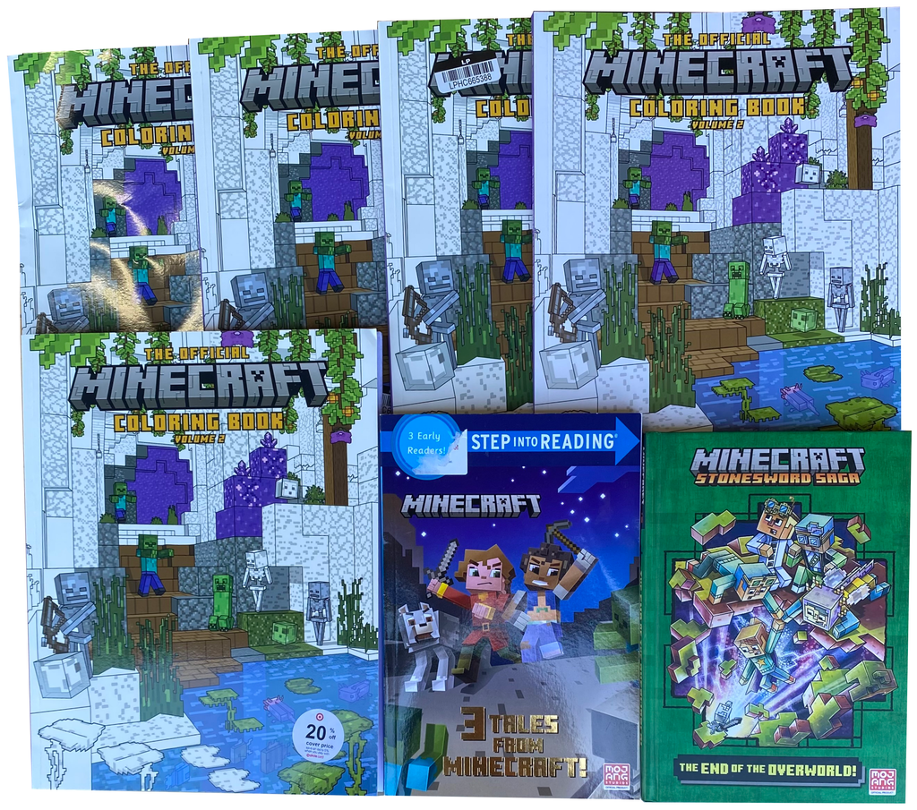 MINECRAFT BOOK LOT Of 7 Coloring & Early Readers OFFICIAL Unread & Unused TARGET