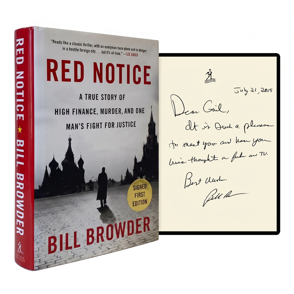 BILL BROWDER SIGNED Red Notice 1ST EDITION Hardback 2015 Russian Finance Scandal