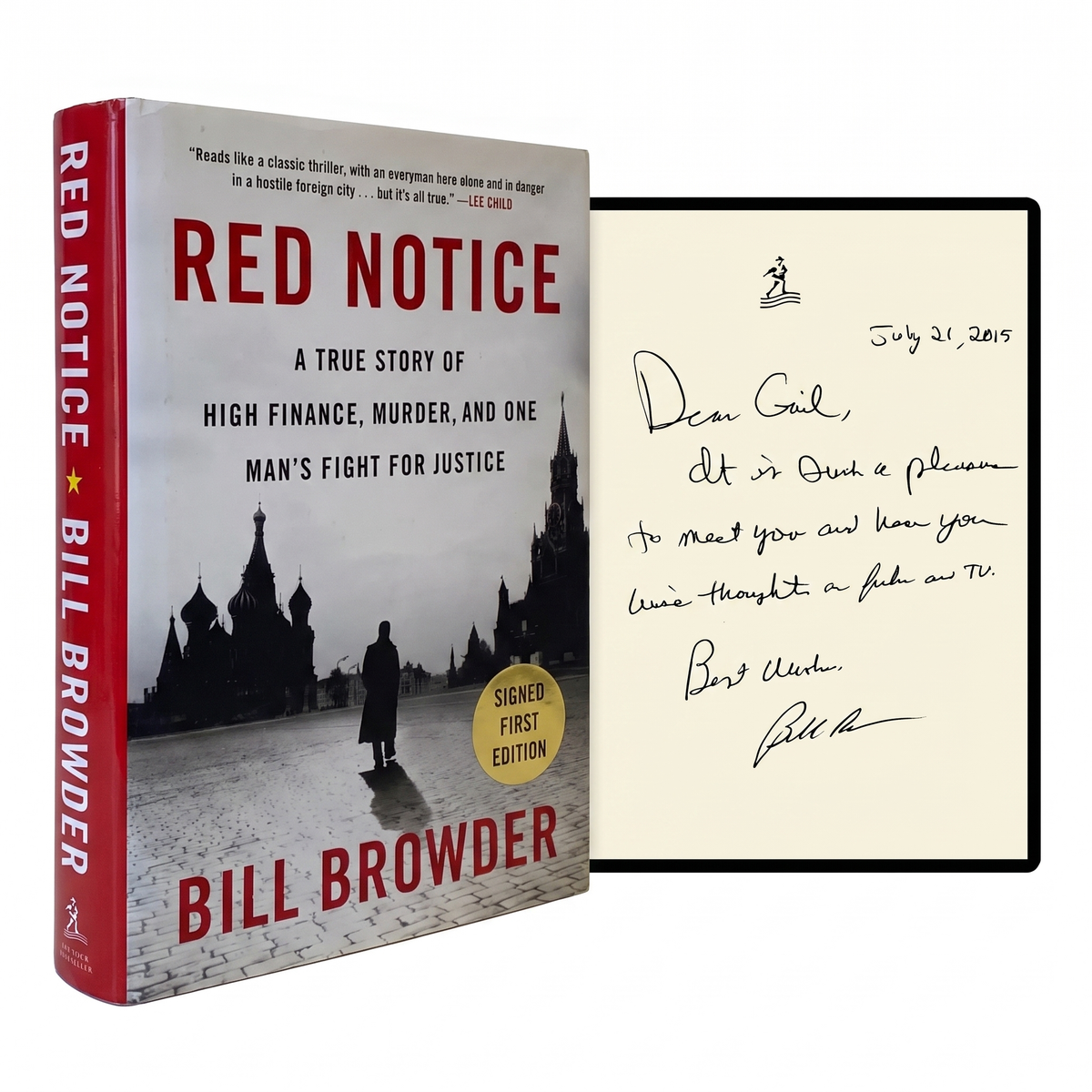 BILL BROWDER SIGNED Red Notice 1ST EDITION Hardback 2015 Russian Finance Scandal