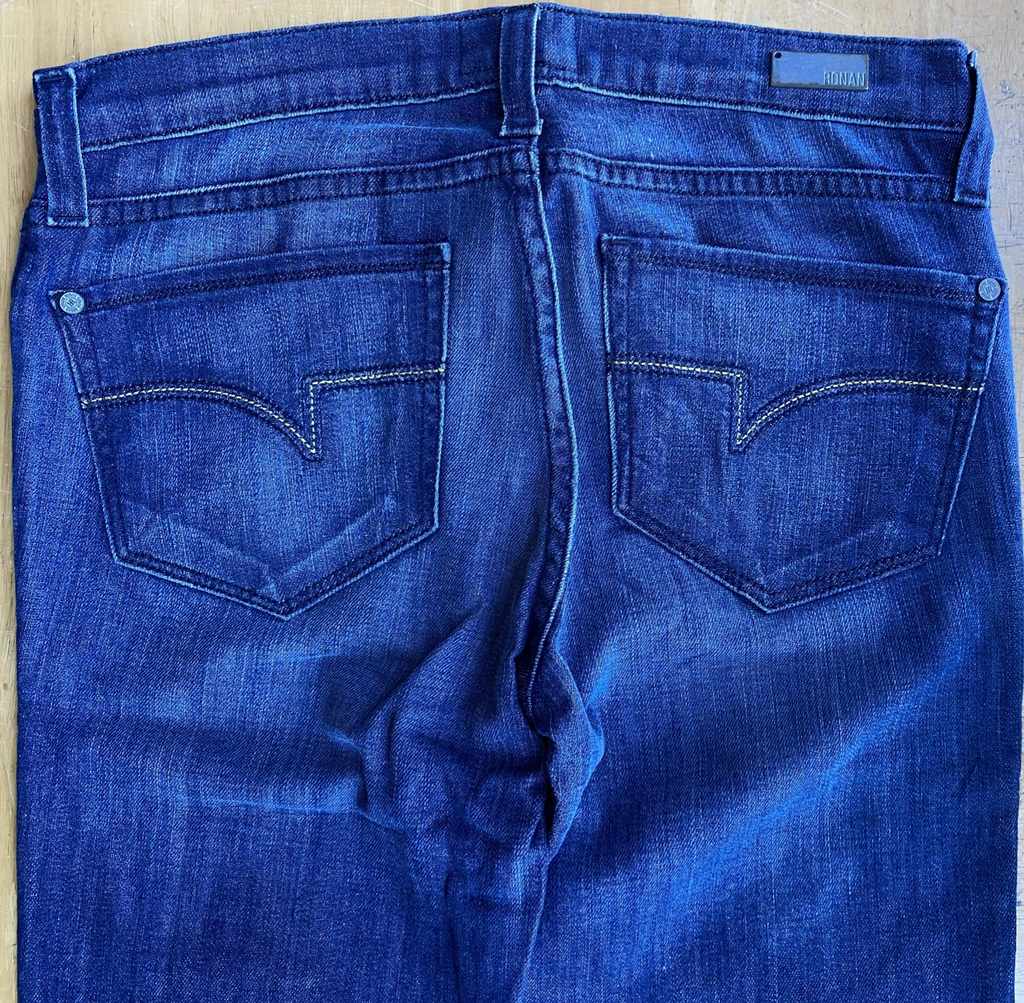 RONAN Isabella FLARE JEANS Women's 27  WIDE LEG Blue Denim MADE IN USA VTG 2011