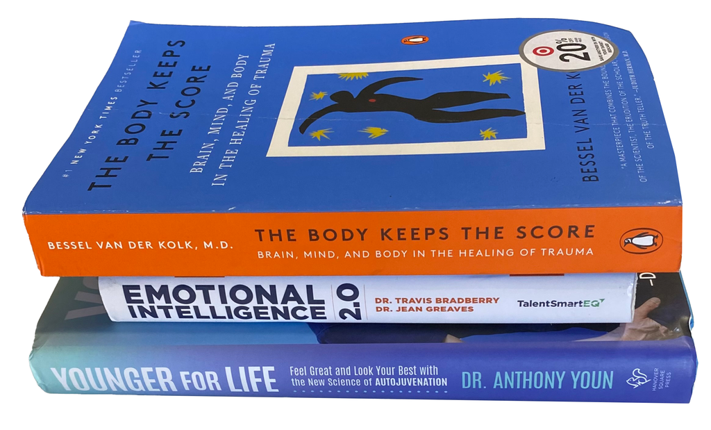 LOT Of 3 SELF CARE BOOKS Body Keeps Score Emotional Intelligence Younger For Lif