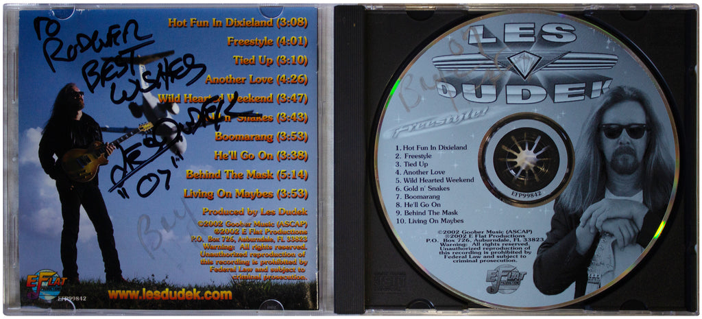 LES DUDEK SIGNED Freesyle CD 2002 Blues AOR Southern Rock Guitarist AUTOGRAPH !