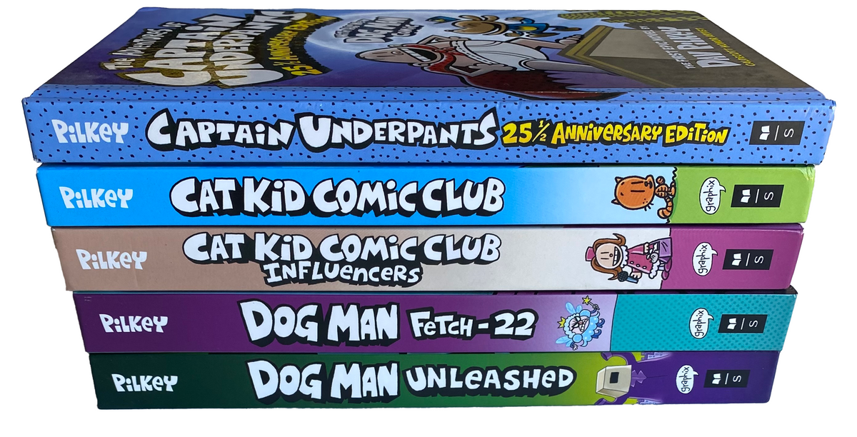 DAV PILKEY BOOK LOT Of 5 Dog Man Cat Kid Captain Underpants UNREAD HARDCOVERS !