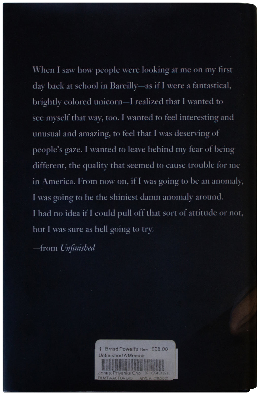 PRIYANKA CHOPRA JONAS SIGNED Unfinished 1ST EDITION Hardcover Memoir 2021 HCDJ