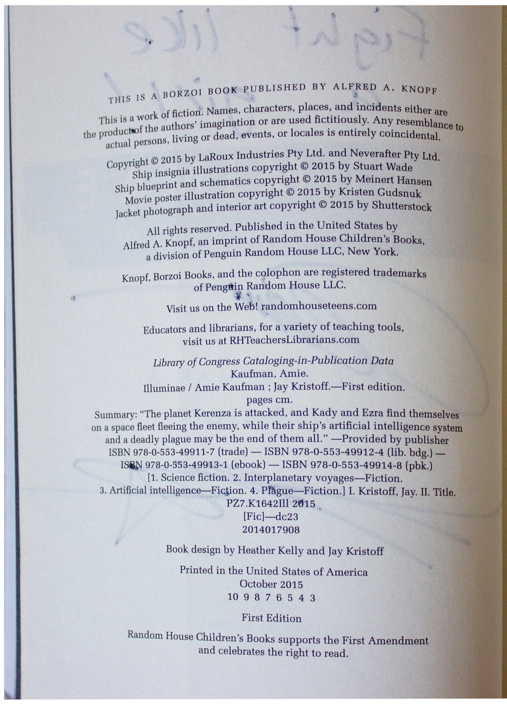 AMIE KAUFMAN & JAY KRISTOFF SIGNED Illuminae 1ST EDITION Hardcover AI Sci-Fi YA