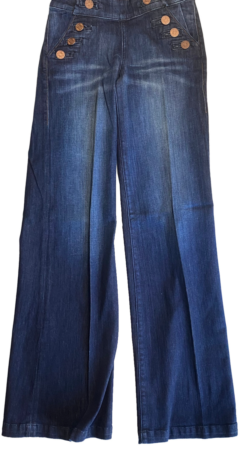 RONAN Audrey JEANS Womens 25 Sailor Wide Leg Made In USA Y2K Indigo Denim NWOT !