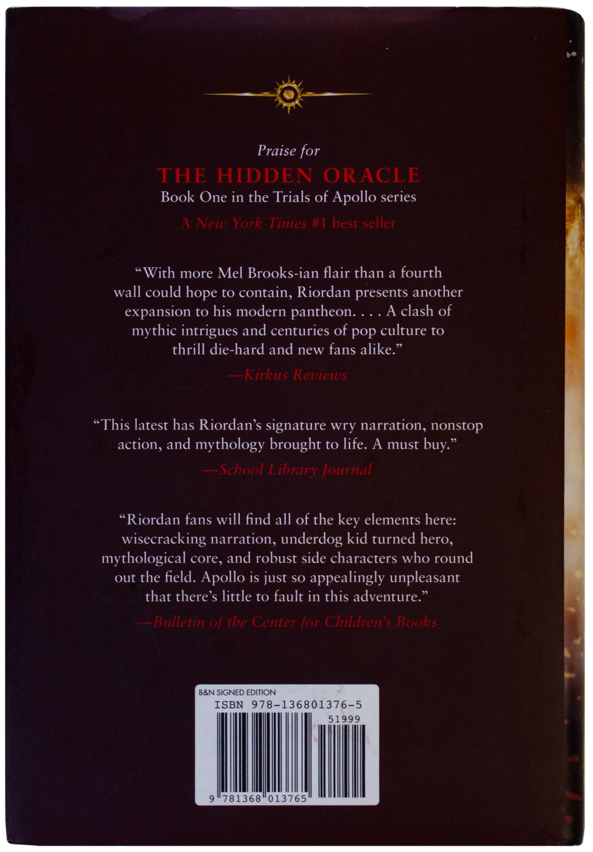 RICK RIORDAN SIGNED 1ST EDITION Trials Of Apollo Book 2: Dark Prophecy 2017 HC