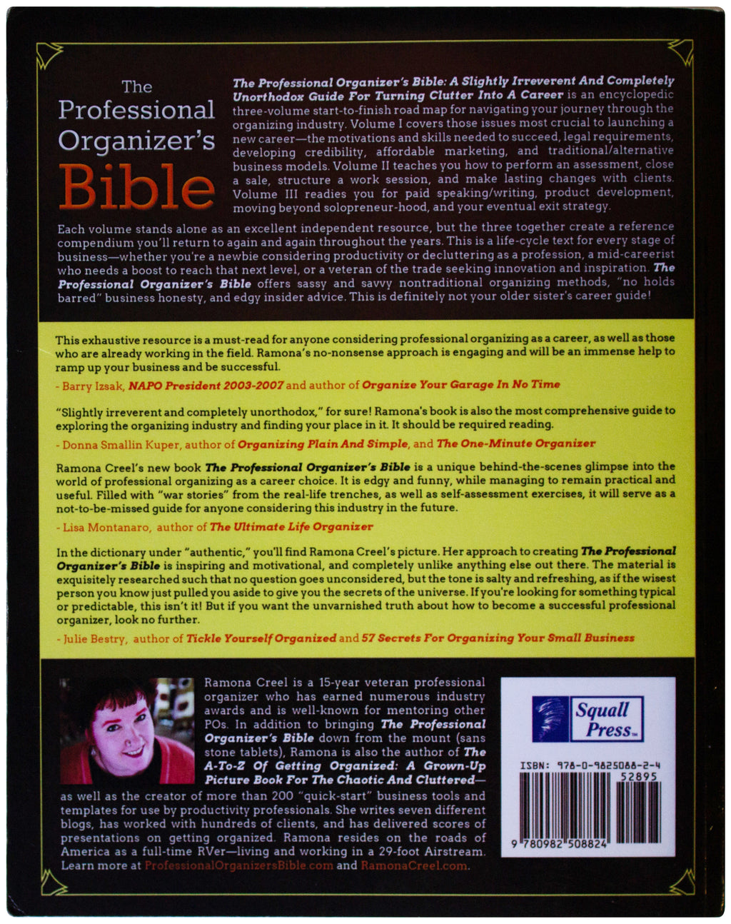 PROFESSIONAL ORGANIZER'S BIBLE Vol 1 Ramona Creel 2013 CAREER GUIDE Clutter Pro