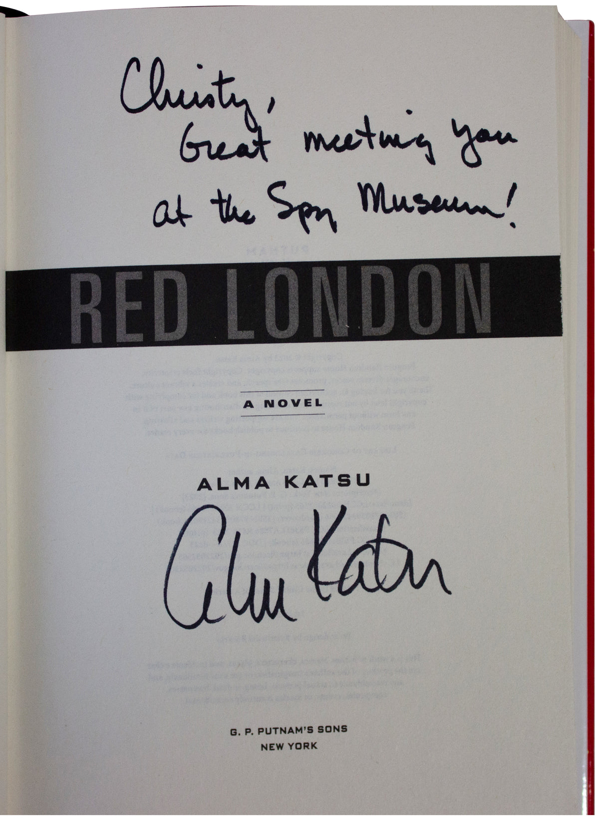 ALMA KATSU SIGNED Red London 1ST EDITION Hardcover Spy Thriller Novel 2023 HC