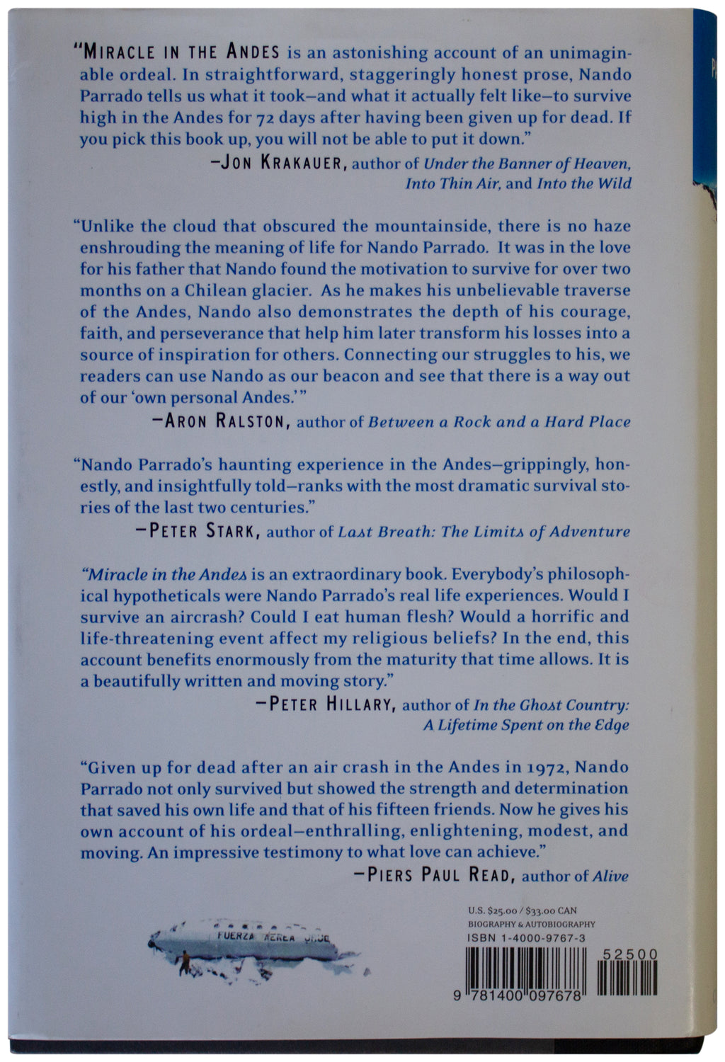 MIRACLE IN THE ANDES Nando Parrado SIGNED 1ST EDITION Airplane Crash Cannibalism