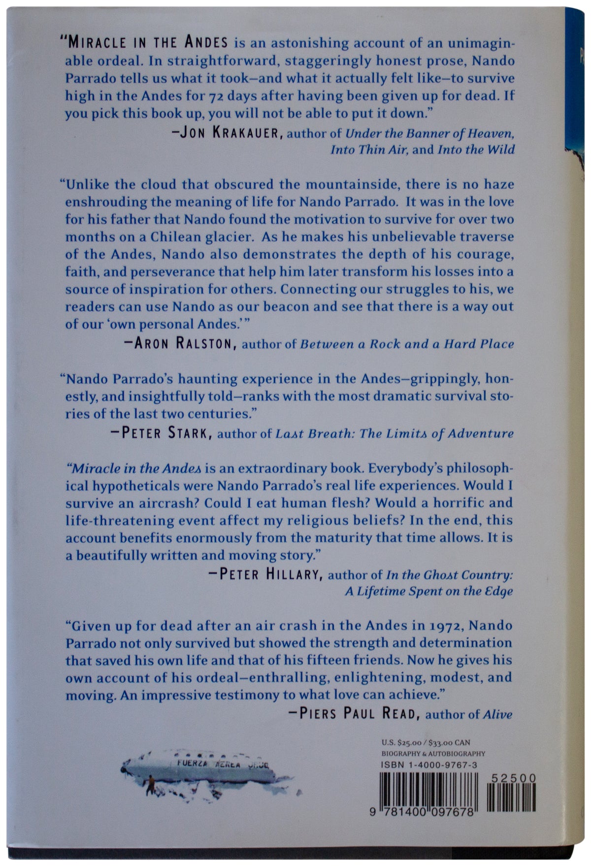 MIRACLE IN THE ANDES Nando Parrado SIGNED 1ST EDITION Airplane Crash Cannibalism