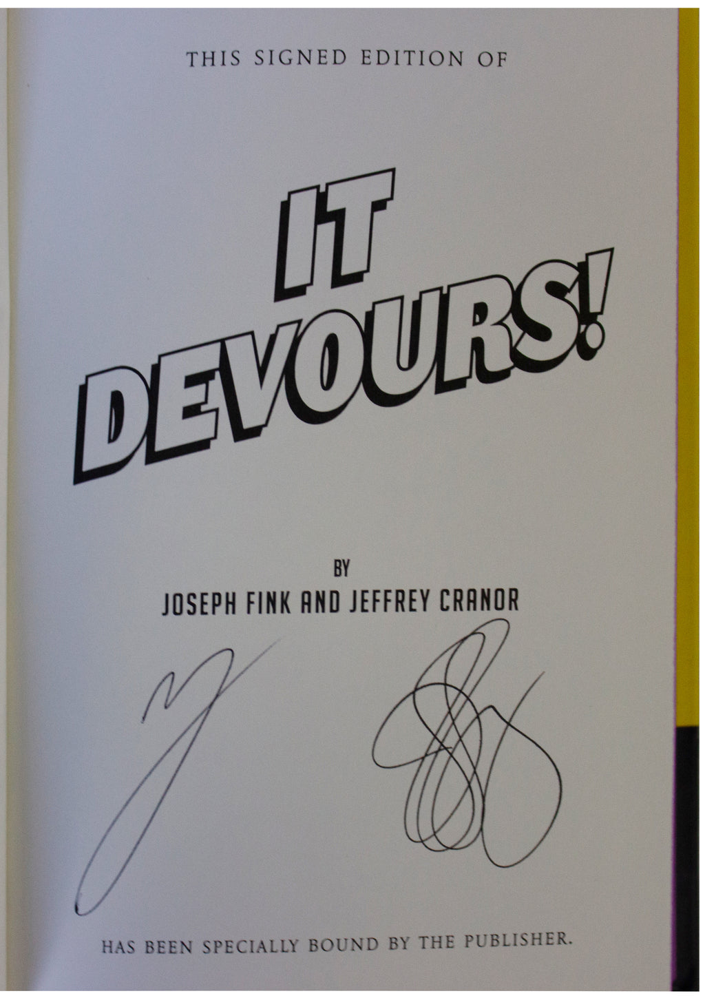 JOSEPH FINK & JEFFREY CRANOR 2X SIGNED It Devours! 1ST EDITION Horror Humor Book