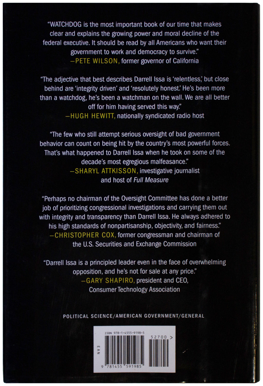 DARRELL ISSA SIGNED Watchdog 1ST EDITION HARDCOVER Republican Congressman CA US