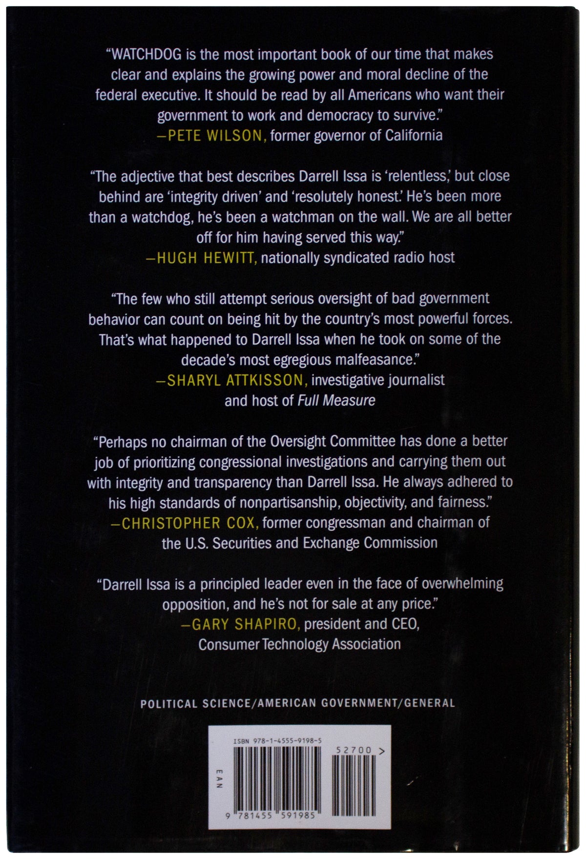 DARRELL ISSA SIGNED Watchdog 1ST EDITION HARDCOVER Republican Congressman CA US