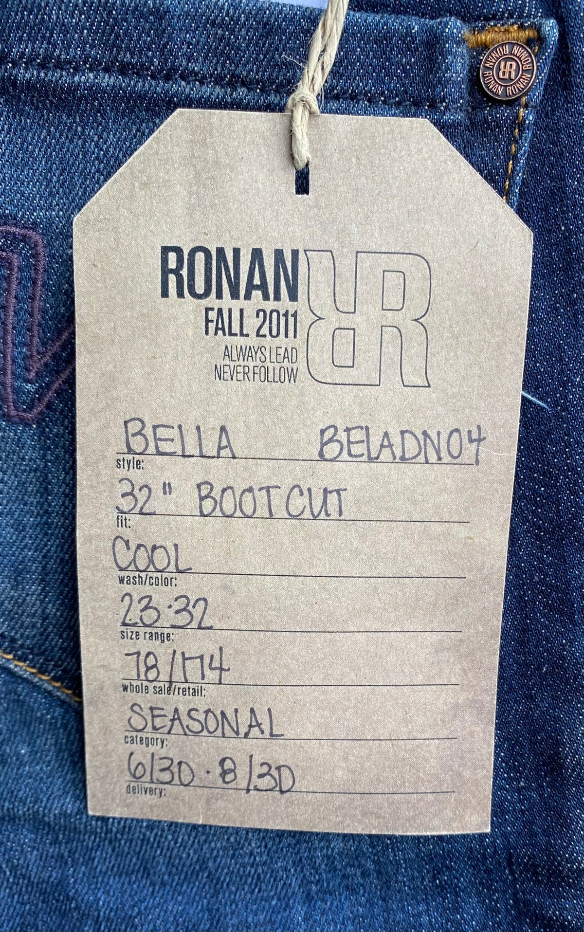 New RONAN BOOTCUT JEANS Women's 32 Dark Wash Denim Bella Flare VTG 2011 USA Made