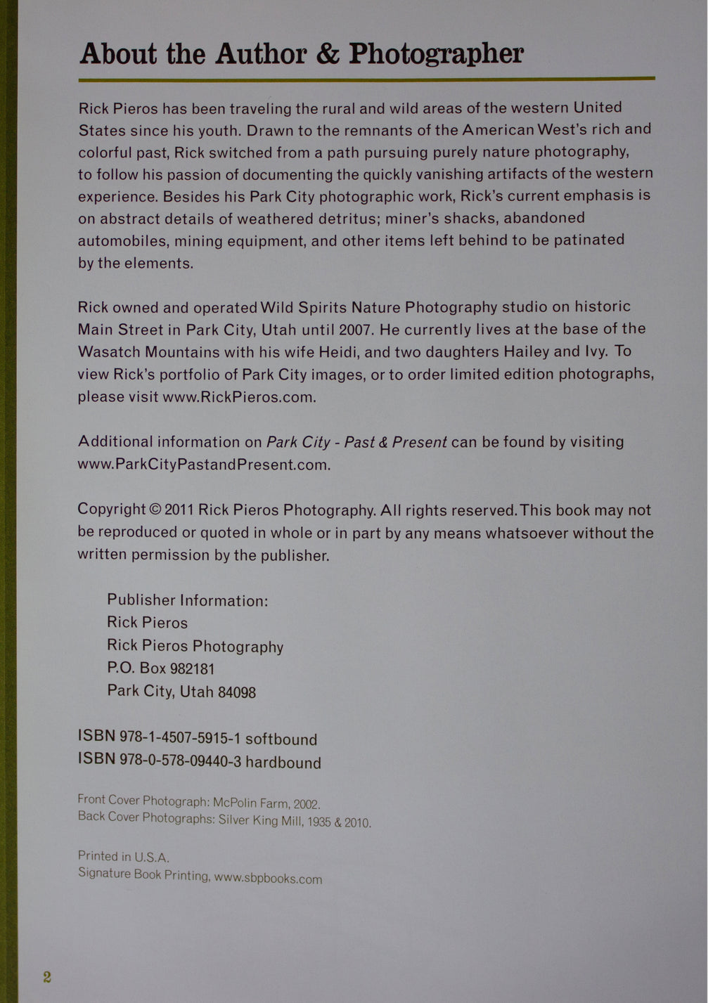 RICK PIEROS SIGNED Park City Past & Present HARDCOVER Utah UT History Photo Book