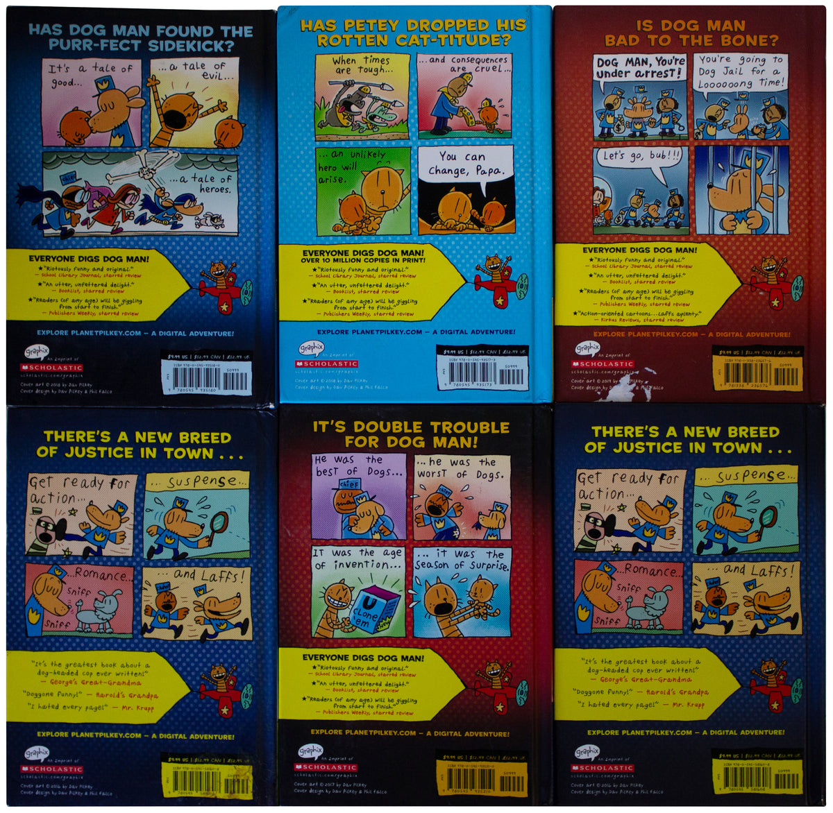 DOG MAN LOT Of 6 HARDCOVER Dav Pilkey Kids Funny Childrens Books Collection HC