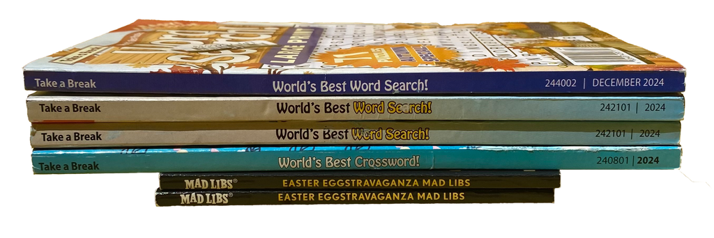 BRAIN GAME 6 BOOK LOT Word Search Crossword Puzzle Mad Libs Fun Mind Activities
